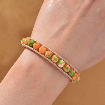 Flexibles orange-gr&uuml;nes Regenblumen-Yuhua-Quarzit Armband - 35 ct.