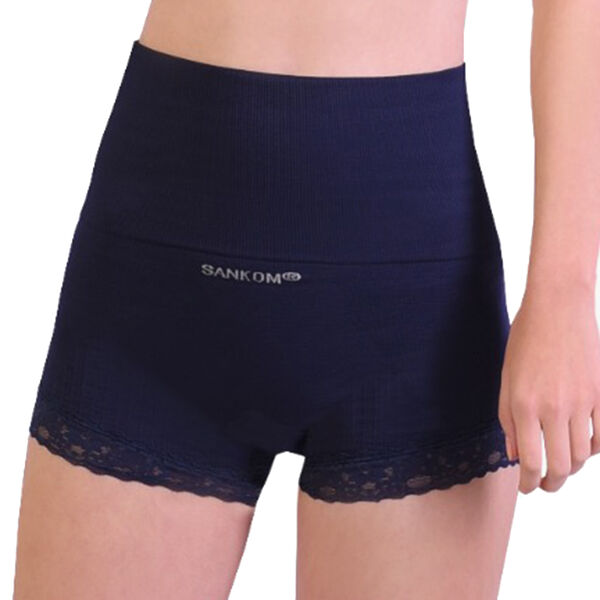 SANKOM Damen Haltungskorrektur Panty mit Spitze Shapewear, Gr&ouml;&szlig;e XXL, Dunkelblau