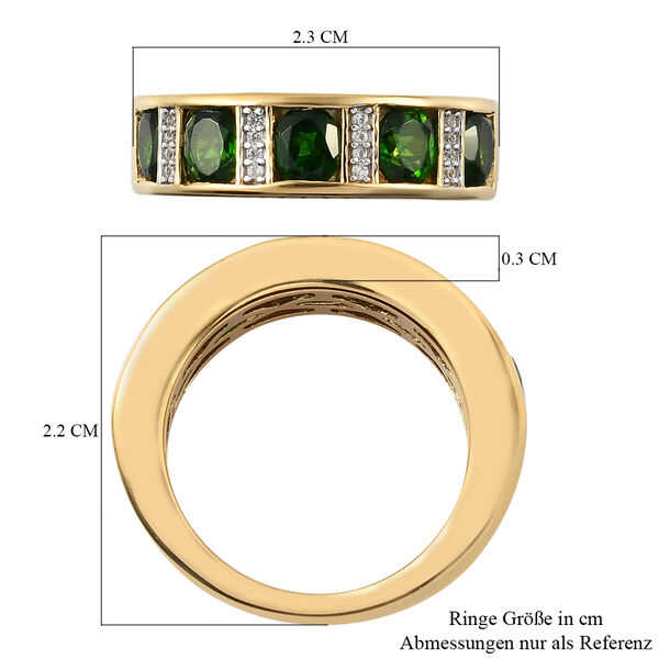 Nat&uuml;rlicher Chromdiopsid und Zirkon Ring 925 Silber vergoldet  ca. 2,12 ct image number 7