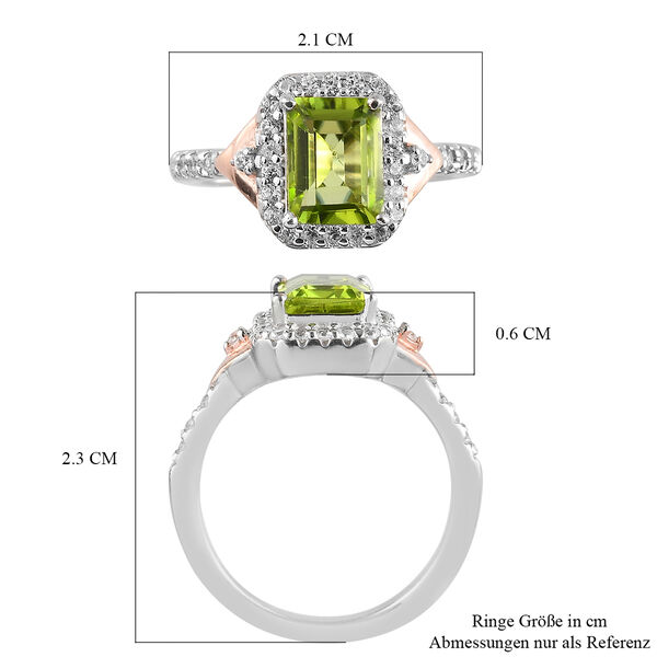 Natürlicher Peridot und Zirkon-Ring, 925 Silber Bicolor  ca. 1,96 ct image number 7