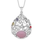 Rosenquarz, gelber Zirkonia Anhänger mit Kette, Edelstahl ca. 16.20 ct