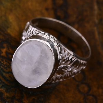 Royal Bali Kollektion- Regenbogen Mondstein Ring - 10,41 ct.