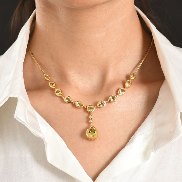 D'Joy AAA Ouro Verde-Quarz Halskette ca. 45 cm 925 Silber 750 Gelbgold vermeil ca. 11,08 ct. image number 2