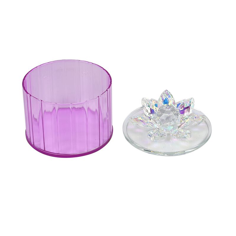 Deko Vorratsglas aus Kristallglas mit Lotusblüte Deckel, pink image number 0
