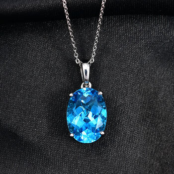 D'Joy AAA Schweizer Blautopas Anh&auml;nger mit 50cm Kette - 7,45 ct.