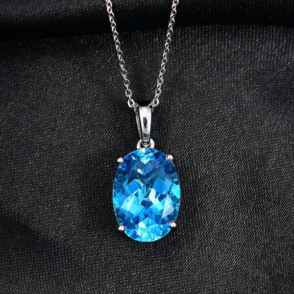 D'Joy AAA Schweizer Blautopas Anh&auml;nger mit 50cm Kette - 7,45 ct. image number 1