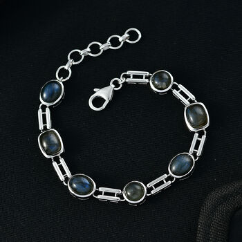 D'Joy AAA Labradorit Armband ca. 19 cm 925 Silber Rhodiniert ca. 13,90 ct.