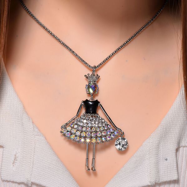 Emaillierte mehrfarbige Kristall-Halskette, 70+5 cm image number 2