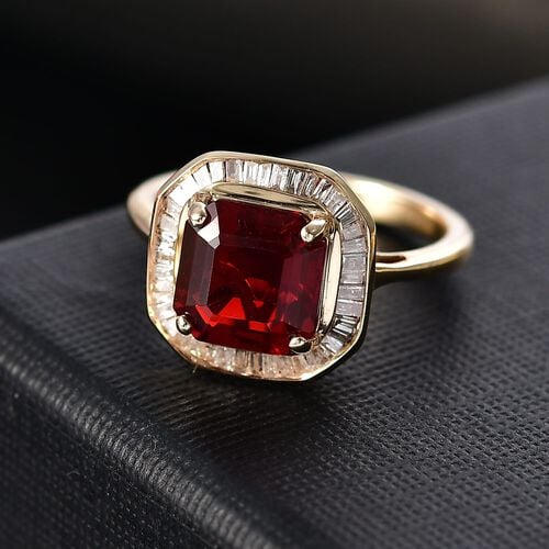LUXORO AAAA Mexikanischer Kirschfeueropal und Diamant Ring in 417 Gold - 2,13 ct. image number 1