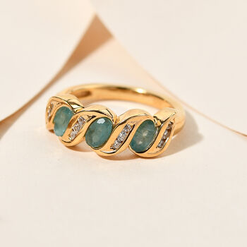 Grandidierit und Zirkon-Ring, 925 Silber vergoldet  ca. 0,84 ct