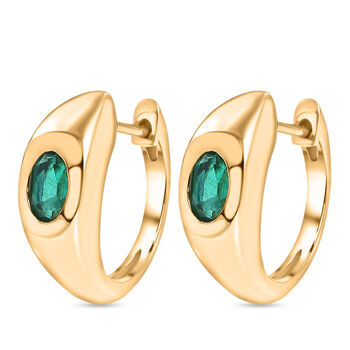 D'Joy Smaragd-Quarz Triplette Ohrringe 925 Silber 750 Gelb Vergoldet ca. 1,13 ct.