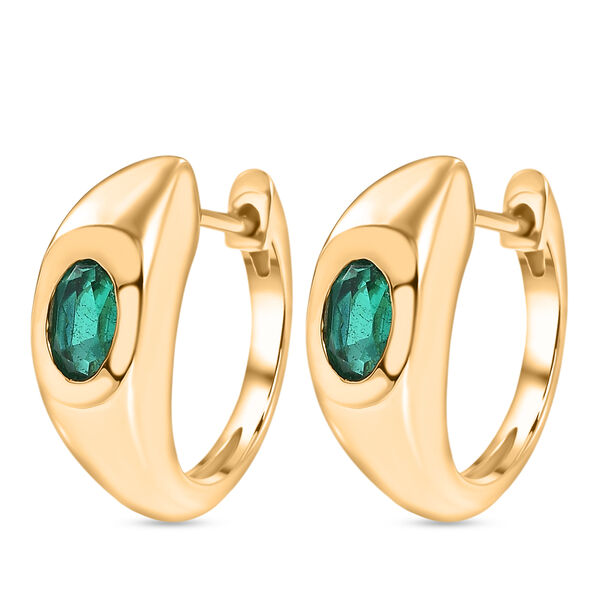 D'Joy Smaragd-Quarz Triplette Ohrringe 925 Silber 750 Gelb Vergoldet ca. 1,13 ct. image number 3