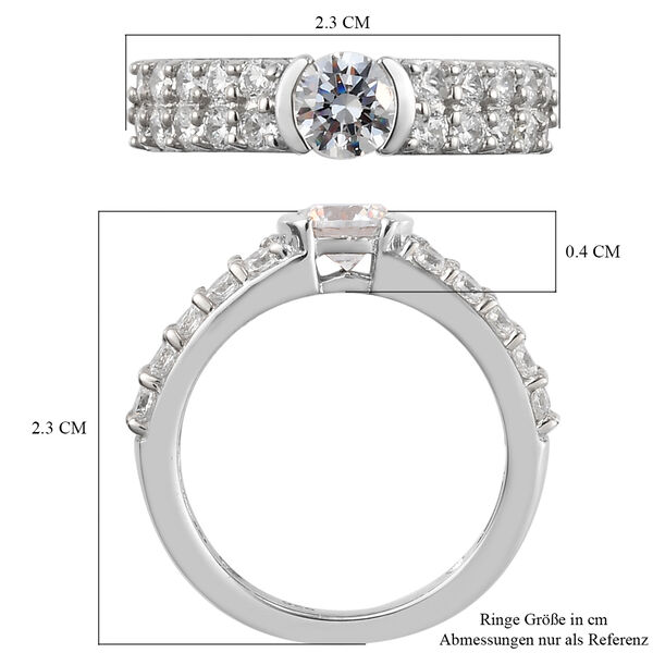 LUSTRO STELLA - feinster Zirkonia-Ring, 925 Silber platiniert image number 7