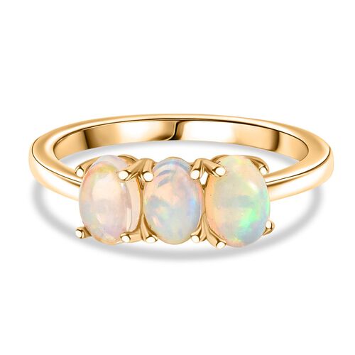 AA Natürlicher, äthiopischer Welo Opal Ring 925 Silber vergoldet (Größe 16.00) ca. 0,93 ct image number 0