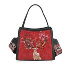 "PU Embroidered crossbody bag Color: Red  Size:  25*11*21cm   Wall: PU Lining: Polyester Exterior:zipped-1,pocket-1 Interior: zipped-2,slid-1 Long Shoulder strap:130cm "
