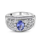AA Tansanit, weißer Zirkon Ring 925 Silber platiniert (Größe 19.00) ca. 1.66 ct