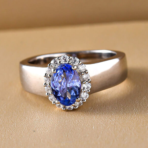 Tansanit und Zirkon-Halo-Ring - 1 ct. image number 2