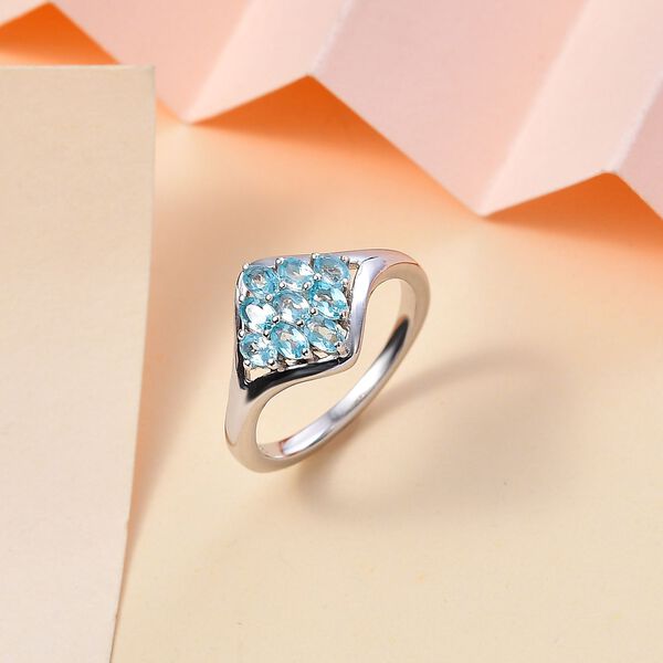 Paraiba-Apatit Ring 925 Silber platiniert (Größe 16.00) ca. 0,73 ct image number 2