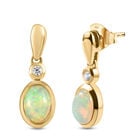 Natürliche, äthiopische Opal und weiße Zirkon-Ohrringe, 925 Silber vergoldet ca. 1,11 ct image number 3