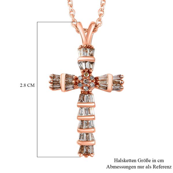 Champagner Diamant Kreuz-Anh&auml;nger mit Kette image number 6