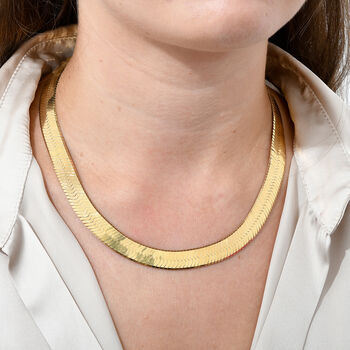 Chunky Fischgr&auml;t-Halskette in vergoldetem Silber