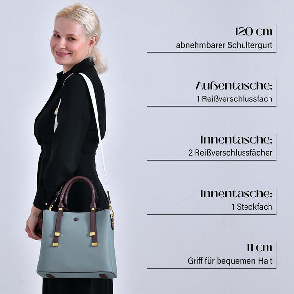 Vielseitige Umhängetasche aus echtem Leder mit abnehmbarem Schulterriemen, 30x14x24 cm, Blau image number 3