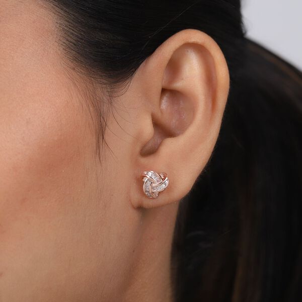 Diamant Knoten-Ohrstecker in Silber image number 3