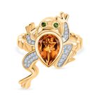 GP - Serra Gaucha Citrin, Weißer Zirkon Ring 925 Silber 750 Gelbgold Vermeil (Größe 21.00) ca. 1,86 ct