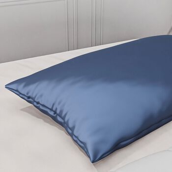 Serenity Night - 100% Maulbeerseide Sommerseidendecke mit Seidenf&uuml;llung Daunenkissen und Seidenkissenbezug Blau