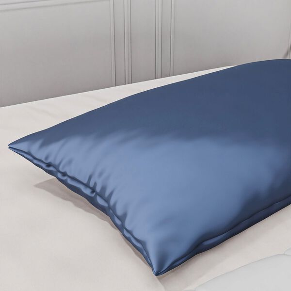 Serenity Night - 100% Maulbeerseide Sommerseidendecke mit Seidenf&uuml;llung Daunenkissen und Seidenkissenbezug Blau image number 4