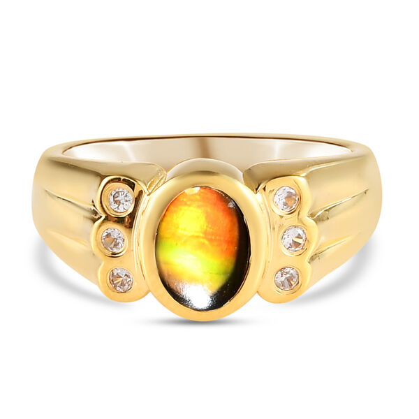 Ammolit und Zirkon Ring 925 Silber vergoldet  ca. 0,94 ct image number 6