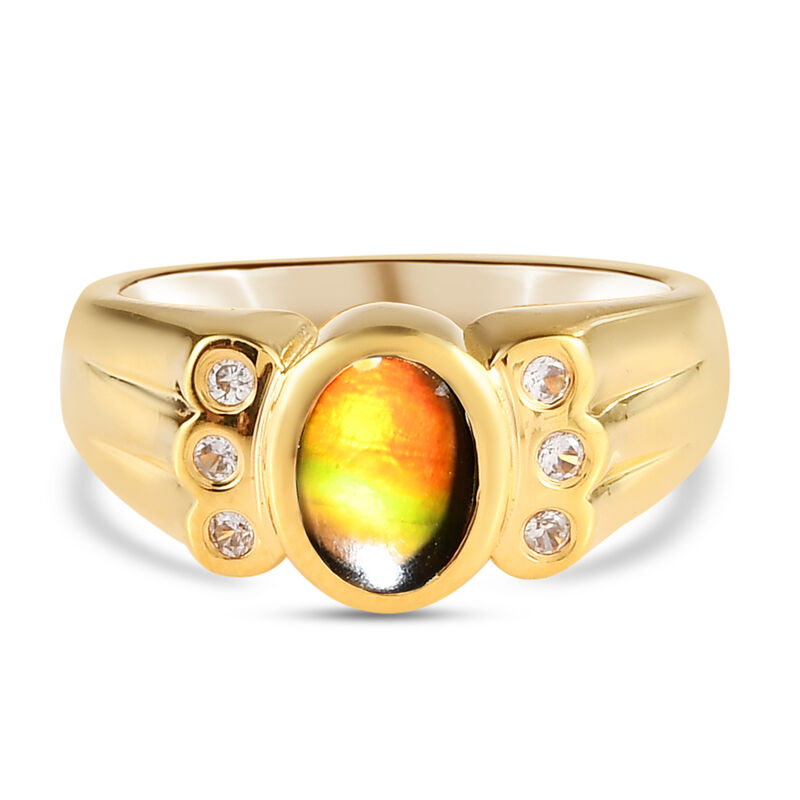Ammolit und Zirkon Ring 925 Silber vergoldet  ca. 0,94 ct image number 0