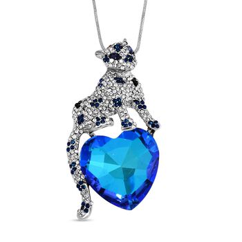 Blauer Kristall, Wei&szlig;er Kristall Halskette ca. 70 cm Legierung