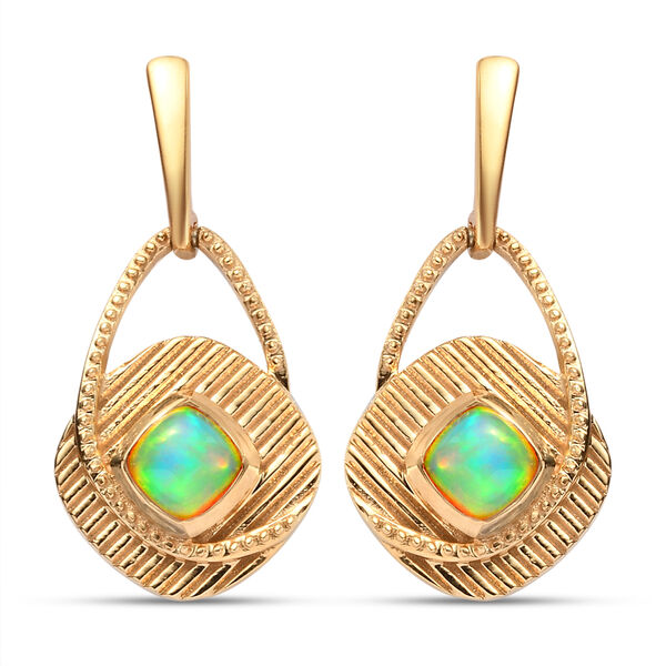 Nat&uuml;rliche, &auml;thiopische Opal Solit&auml;r-Ohrh&auml;nger in Silber