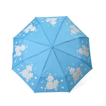 Farbwechsel Floraler-Regenschirm - Farbverwandlung bei N&auml;sse, Durchmesser 103 cm, L&auml;nge 25 cm, Himmelblau