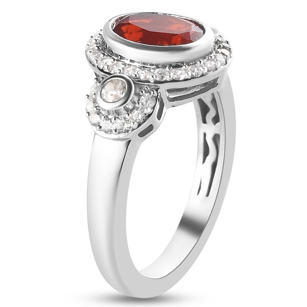 Mexikanischer Kirschfeuer-Opal und Zirkon-Ring, 925 Silber platiniert  ca. 1,33 ct image number 4