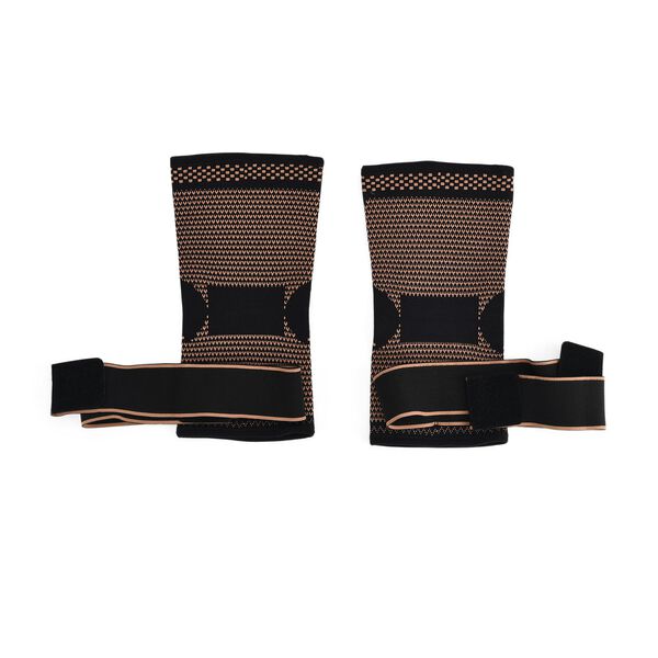 Kupferfaser Knie Bandagen Paar verstellbar Kompression Schwarz Kupfer image number 2