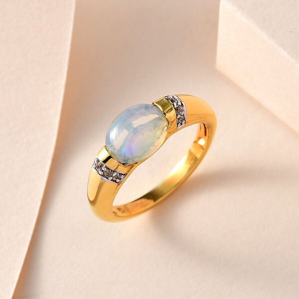 AA natürlicher, äthiopischer Welo Opal und Zirkon-Ring - 1,33 ct. image number 2