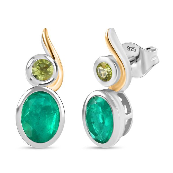 D'Joy Smaragd-Quarz Triplette Schmuckset 925 Silber platiniert und vergoldet (Gr&ouml;&szlig;e 16) ca. 5.19 ct image number 7