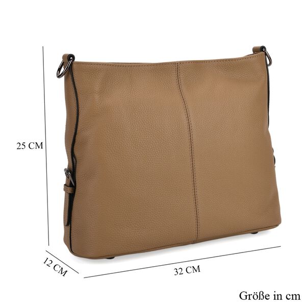 Leder-Crossbody-Tasche mit 3 Tragevarianten, 32x12x25 cm, Hell-Khaki image number 10