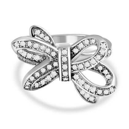 GP Amore Ribbon Kollektion - wei&szlig;er Diamant Ring, 925 Silber platiniert (Gr&ouml;&szlig;e 20.00) ca. 0.33 ct