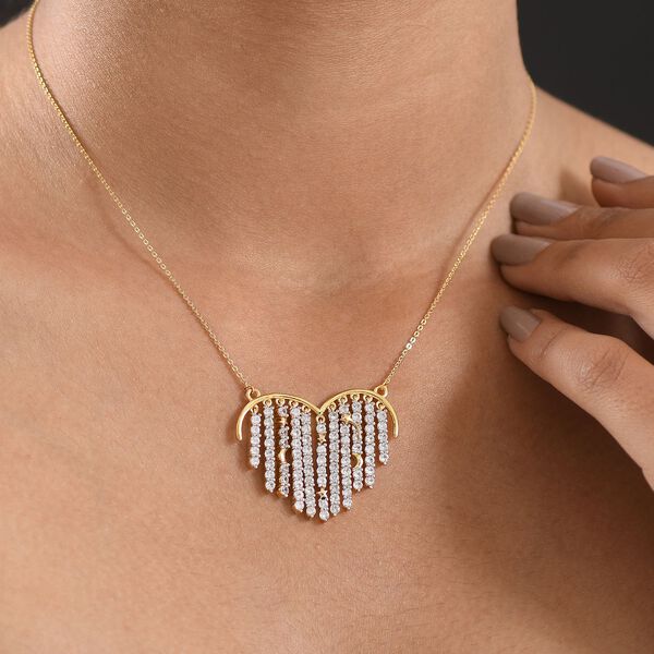 Weißer Zirkon, Kanchanaburi Blauer Saphir Halskette ca. 50 cm 925 Silber 750 Gelbgold Vermeil ca. 4,47 ct. image number 3