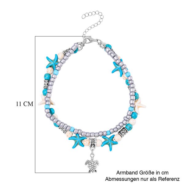 2er Set - Wei&szlig;er Howlit, Blauer Howlit Schmuck Zubeh&ouml;r ca. 23 cm Antik-silber-Plattierung ca. 60.35 ct image number 6