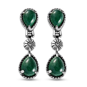 Gr&uuml;ne Aventurin-Ohrringe, Edelstahl ca. 5.02 ct