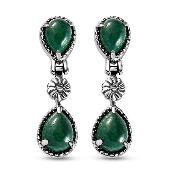 Gr&uuml;ne Aventurin-Ohrringe, Edelstahl ca. 5.02 ct