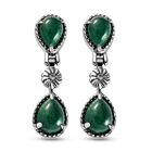 Grüne Aventurin-Ohrringe, Edelstahl ca. 5.02 ct