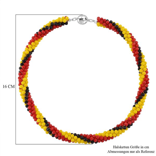 Gelbe, schware und rote Kristall 45cm Halskette image number 5