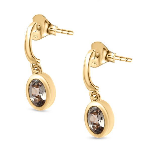 AAA Turkizit-Ohrringe in 925 Silber mit Gelbgold Vermeil image number 4