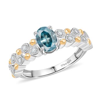 D'Joy AA blauer und wei&szlig;er Zirkon zweifarbiger Ring - 1,55 ct.