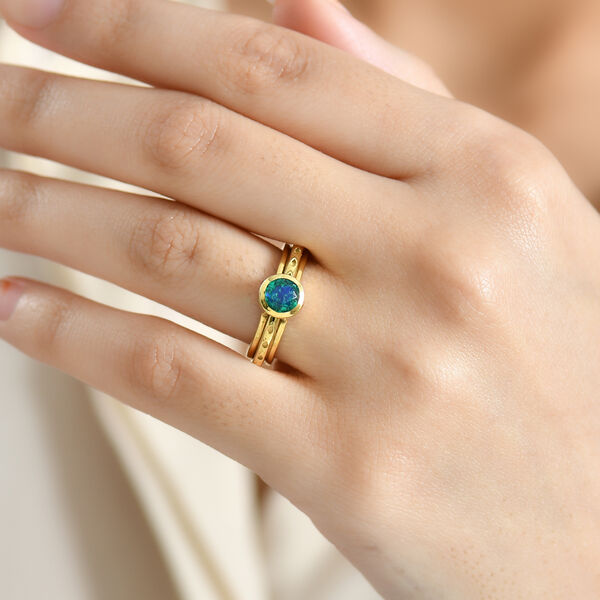 D'Joy Pfau Quarz Triplette Ring 925 Silber 750 Gelb Vergoldet (Gr&ouml;&szlig;e 21.00) ca. 0,95 ct image number 3